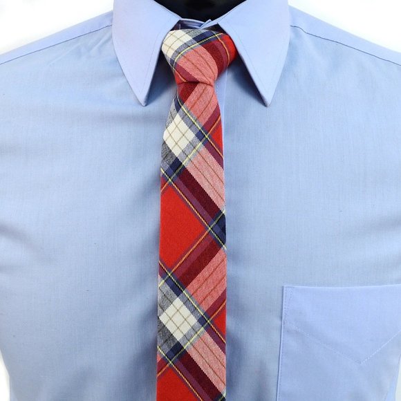 Men's Plaid Flannel 2.25" Cotton Slim Neck Tie - Picture 2 of 5